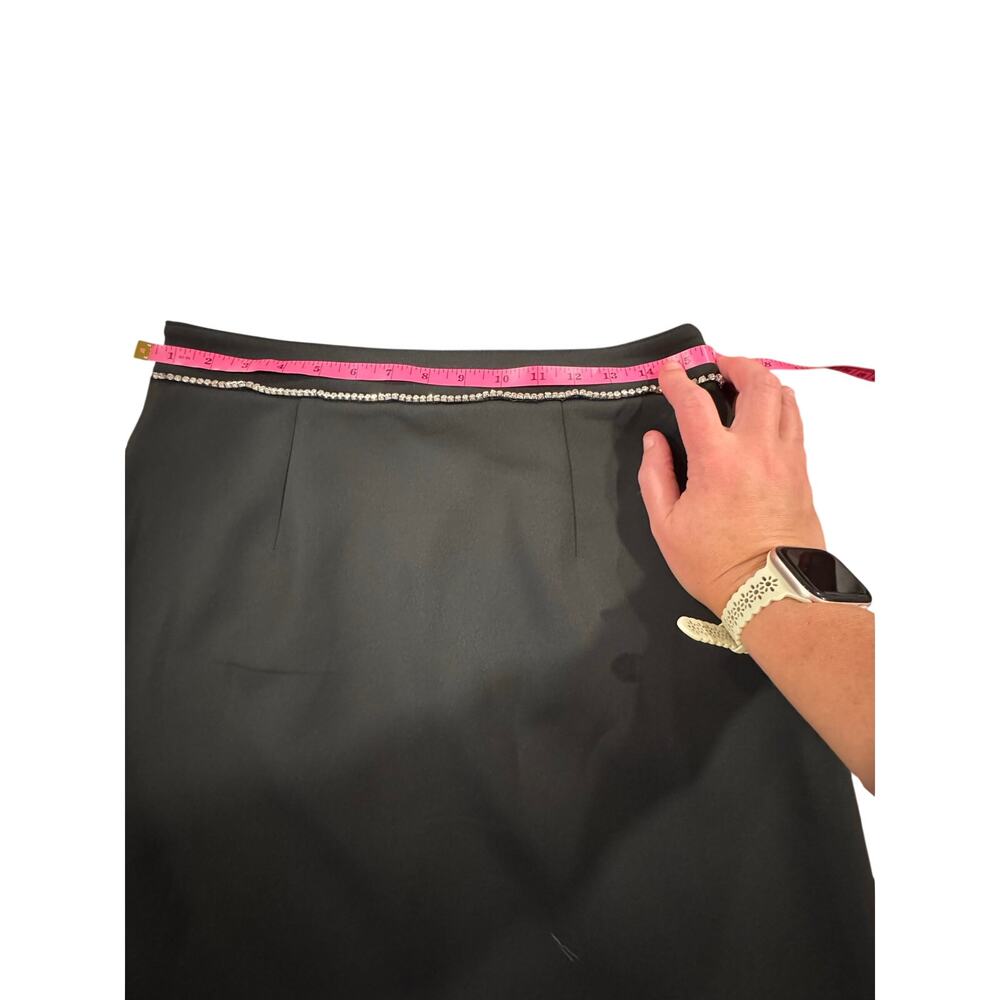 Good American Black Rhinestone Mini Skirt Size 8/29 Stretch Crystal Y2K Party - Picture 12 of 14